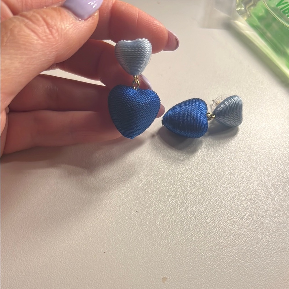 Loft Blue two tone Heart Earrings